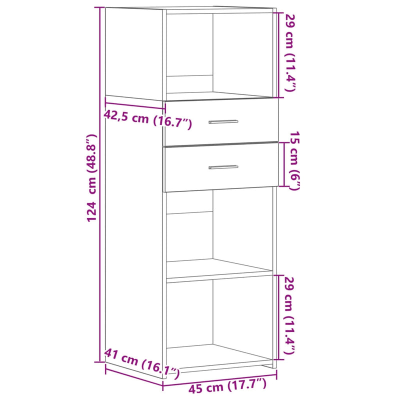 Highboard Concrete Grey 45x42.5x124 cm Engineered Wood