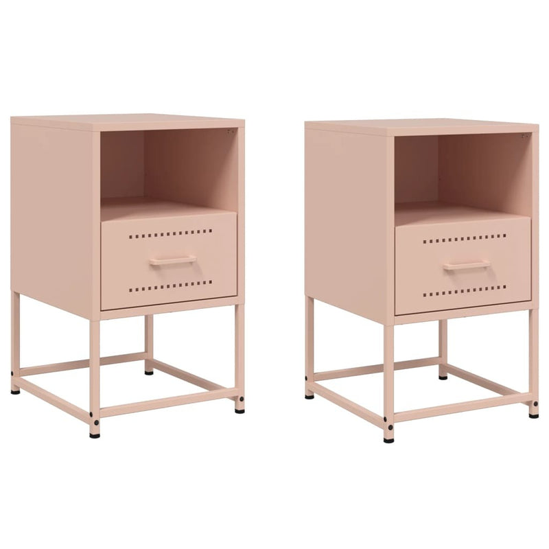 Bedside Cabinets 2 pcs Pink 36x39x60.5 cm Steel