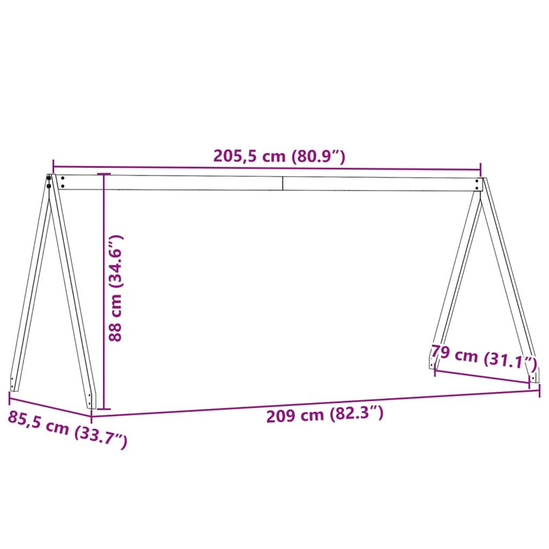 Kids' Bed Roof Wax Brown 209x85.5x88 cm Solid Wood Pine