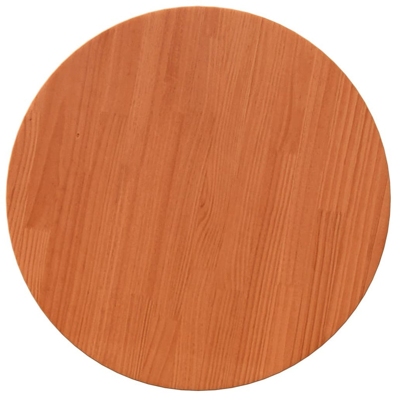 Table Top Round Wax Brown 50x2.5 cm Solid Wood Pine