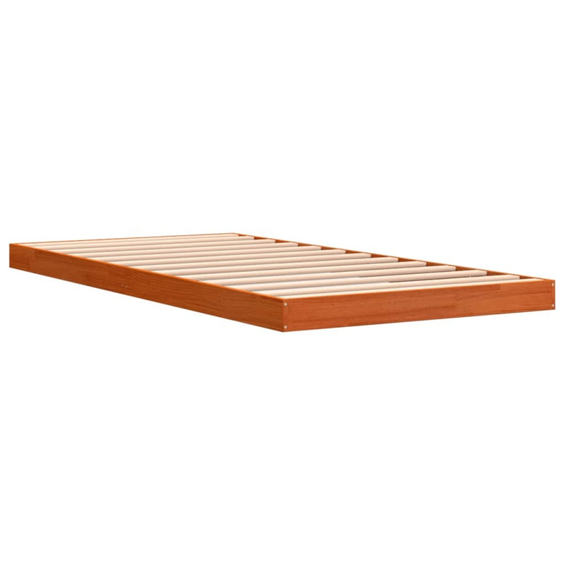 Bed Frame without Mattress Wax Brown 75x190 cm Small Single Solid Wood Pine