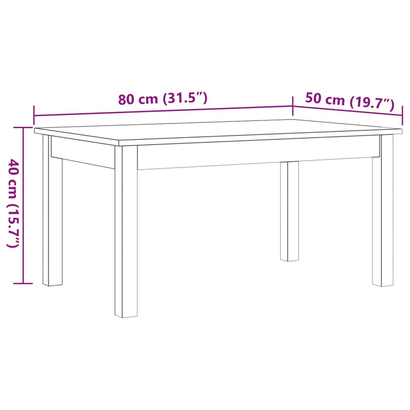 Coffee Table Wax Brown 80x50x40 cm Solid Wood Pine