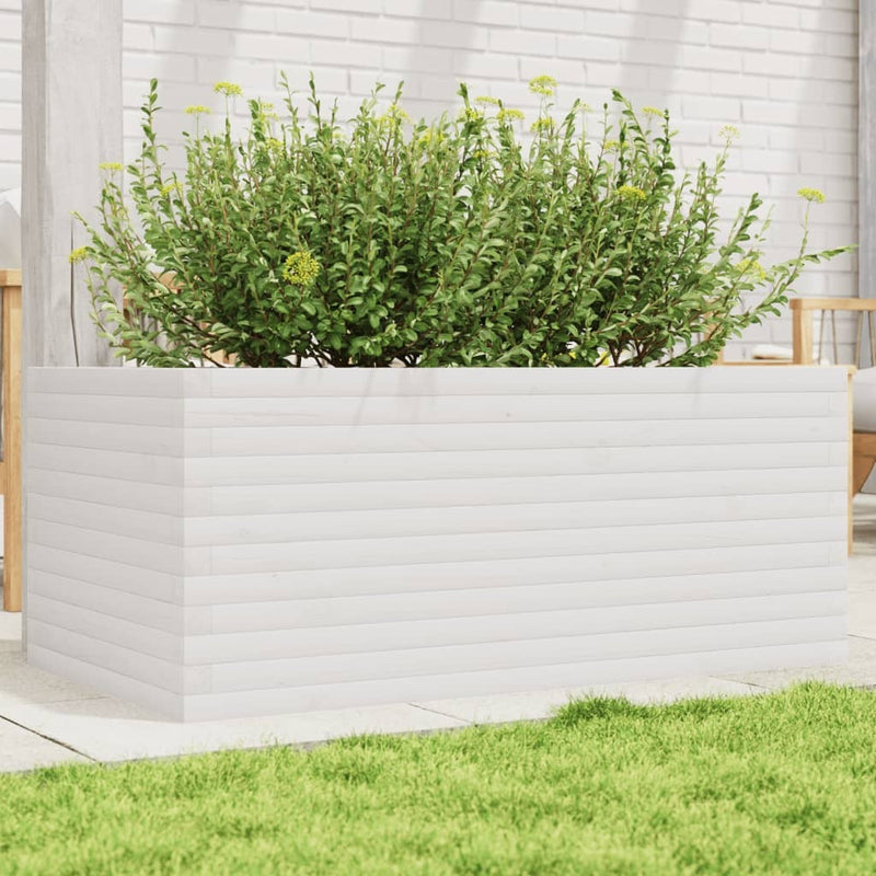 Garden Planter White 110x60x45.5 cm Solid Wood Pine