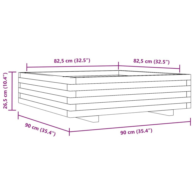 Garden Planter 90x90x26.5 cm Solid Wood Pine