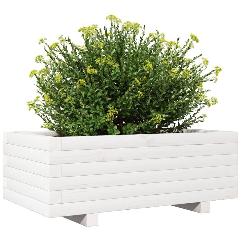 Garden Planter White 70x40x26.5 cm Solid Wood Pine