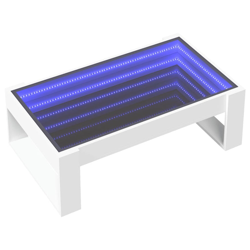 Coffee Table with Infinity LED White 90x53x30 cm