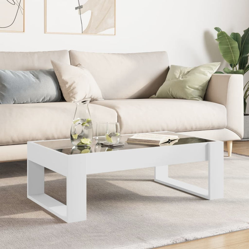 Coffee Table with Infinity LED White 90x53x30 cm