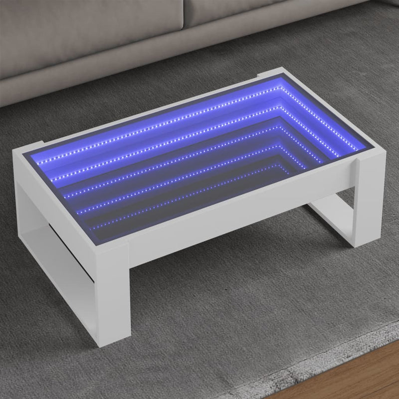 Coffee Table with Infinity LED White 90x53x30 cm