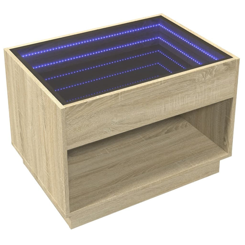 Coffee Table with Infinity LED Sonoma Oak 70x50x50 cm