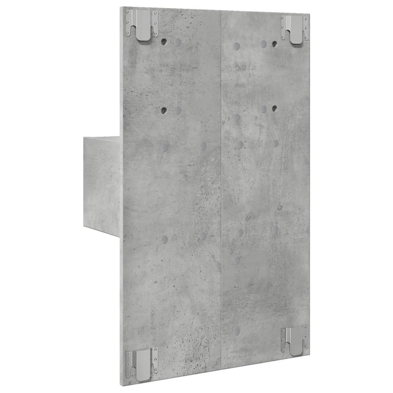 Wall-mounted Bedside Cabinet with LED Lights Concrete Grey