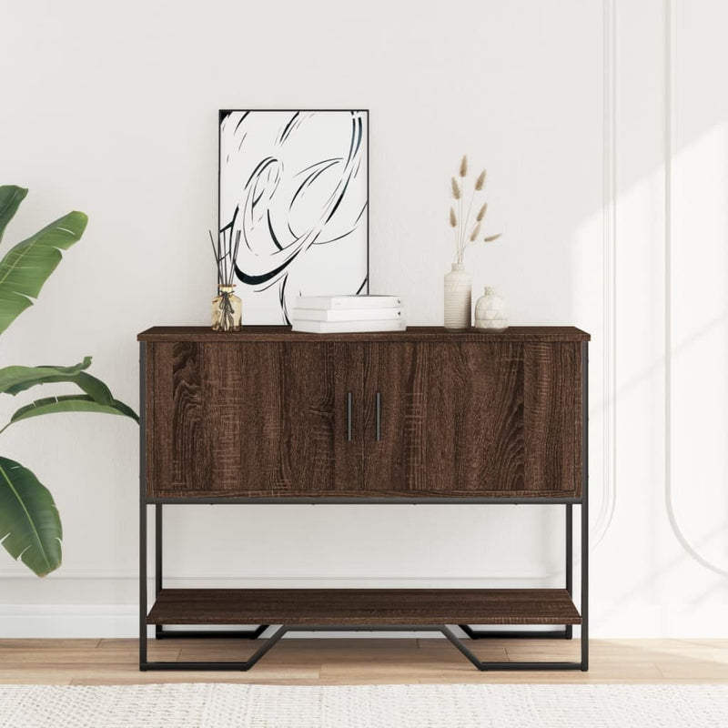 Console Table Brown Oak 100x35x74.5 cm Engineered Wood