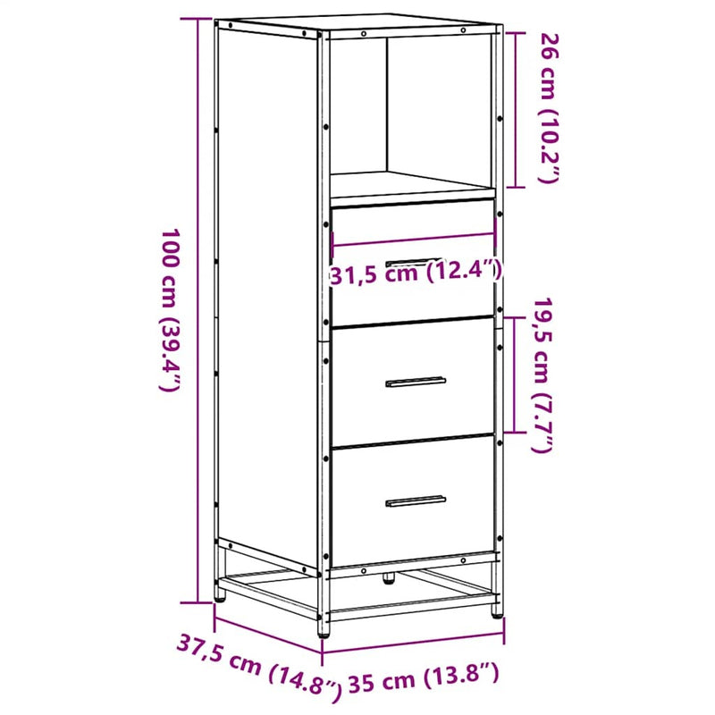 Bathroom Cabinet Brown Oak 35x37.5x100 cm Engineered Wood