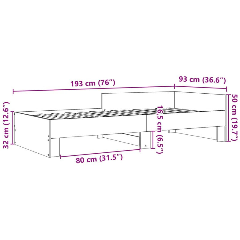 Bed Frame without Mattress Concrete Grey 90x190 cm Single Engineered Wood