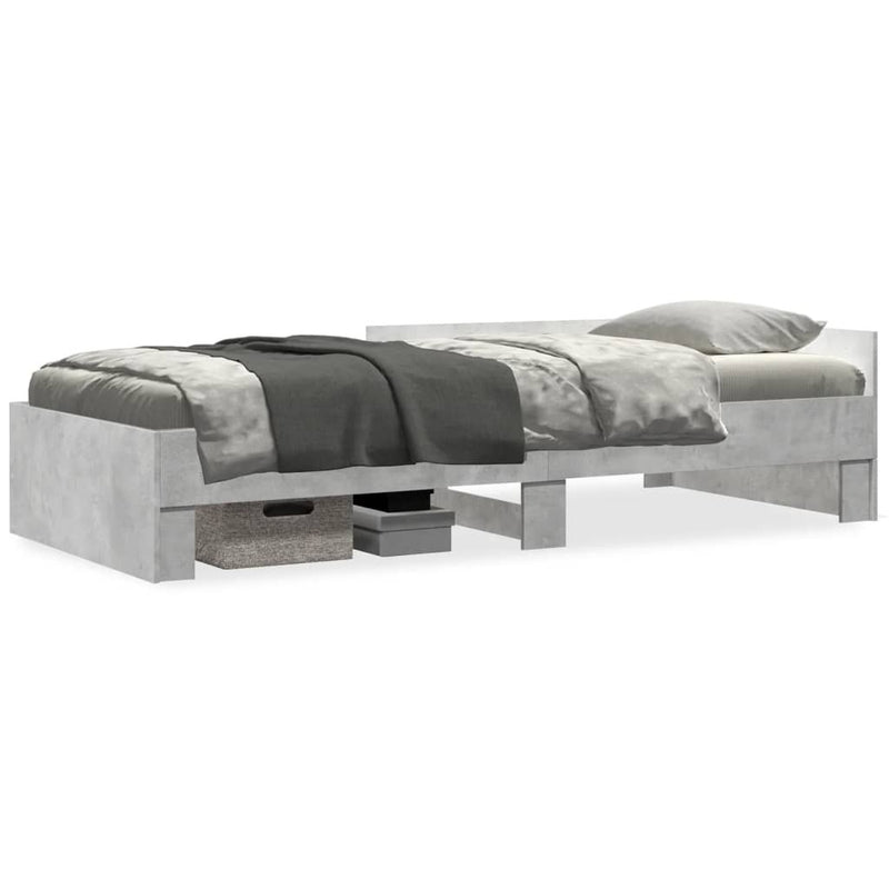 Bed Frame without Mattress Concrete Grey 90x190 cm Single Engineered Wood