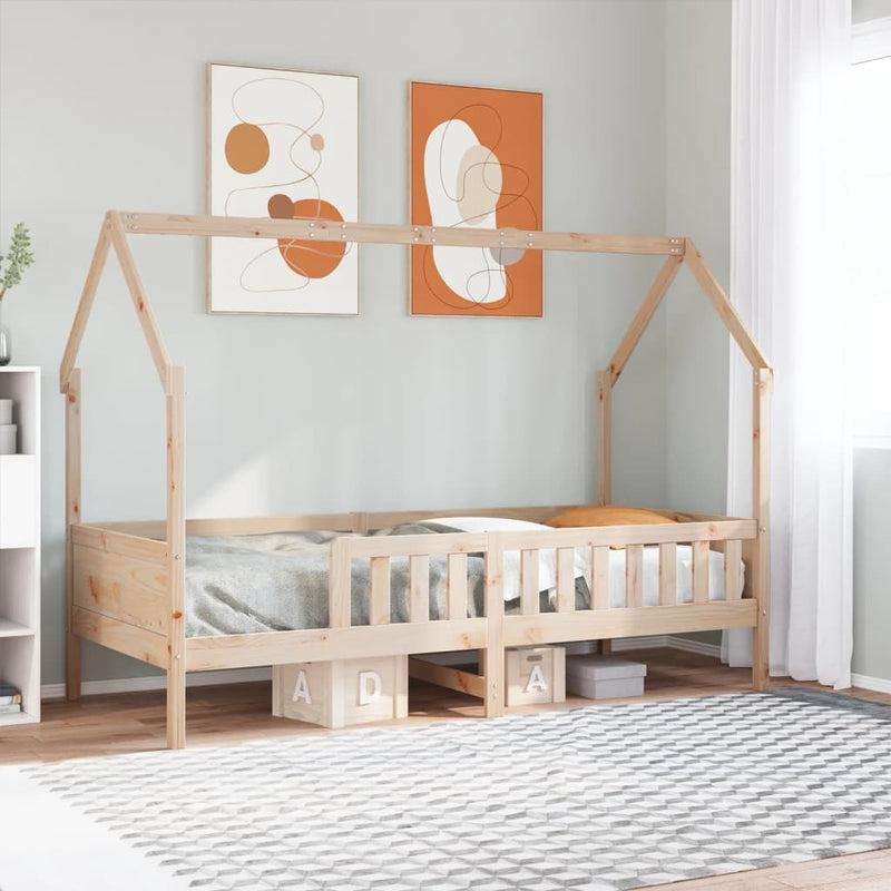 Kids' House Bed Frame without Mattress 90x200 cm Pine