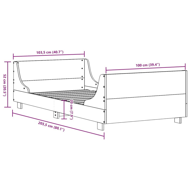 Bed Frame without Mattress 100x200 cm Solid Wood Pine