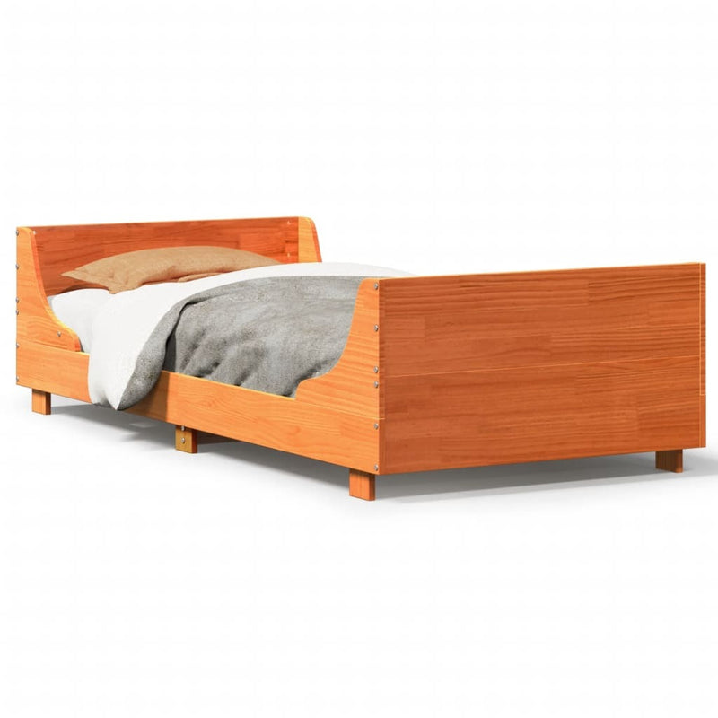 Bed Frame without Mattress Wax Brown 75x190 cm Small Single Solid Wood Pine