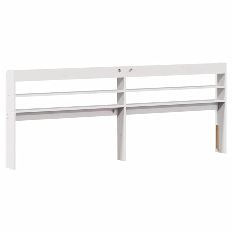 Headboard with Shelves White 180 cm Solid Wood Pine