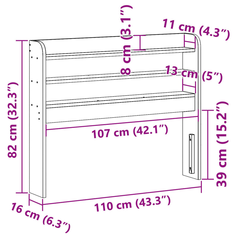 Headboard with Shelves 100 cm Solid Wood Pine