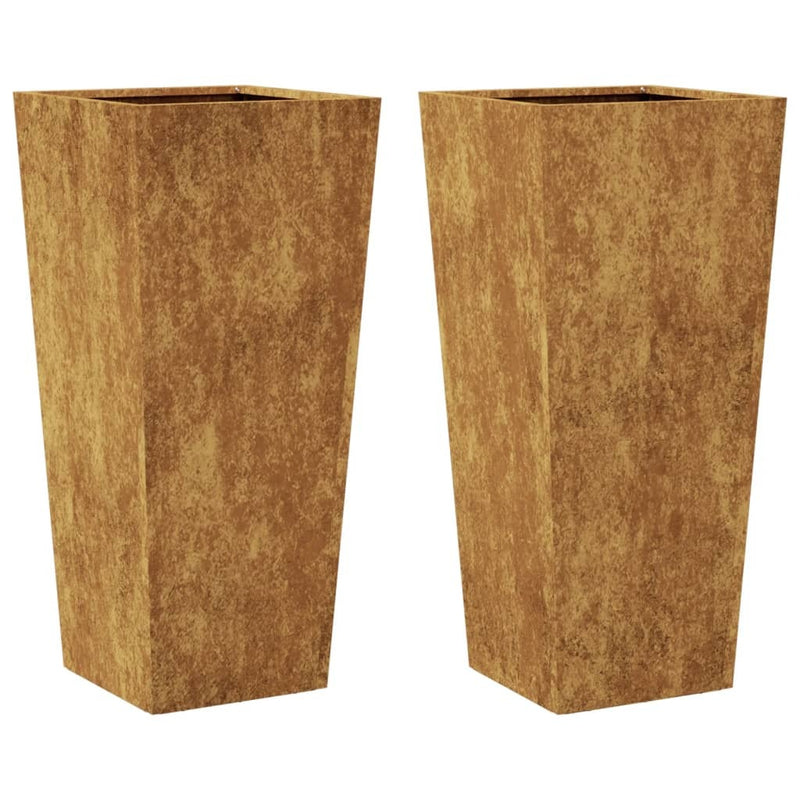 Garden Planters 2 pcs 35x35x75 cm Weathering Steel