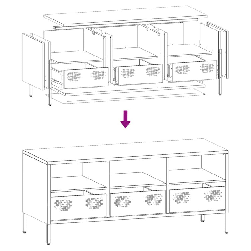 TV Cabinet Pink 101.5x39x43.5 cm Cold-rolled Steel