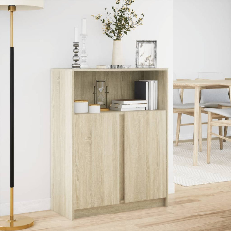 Sideboard with LED Sonoma Oak 77x34x100 cm Engineered Wood