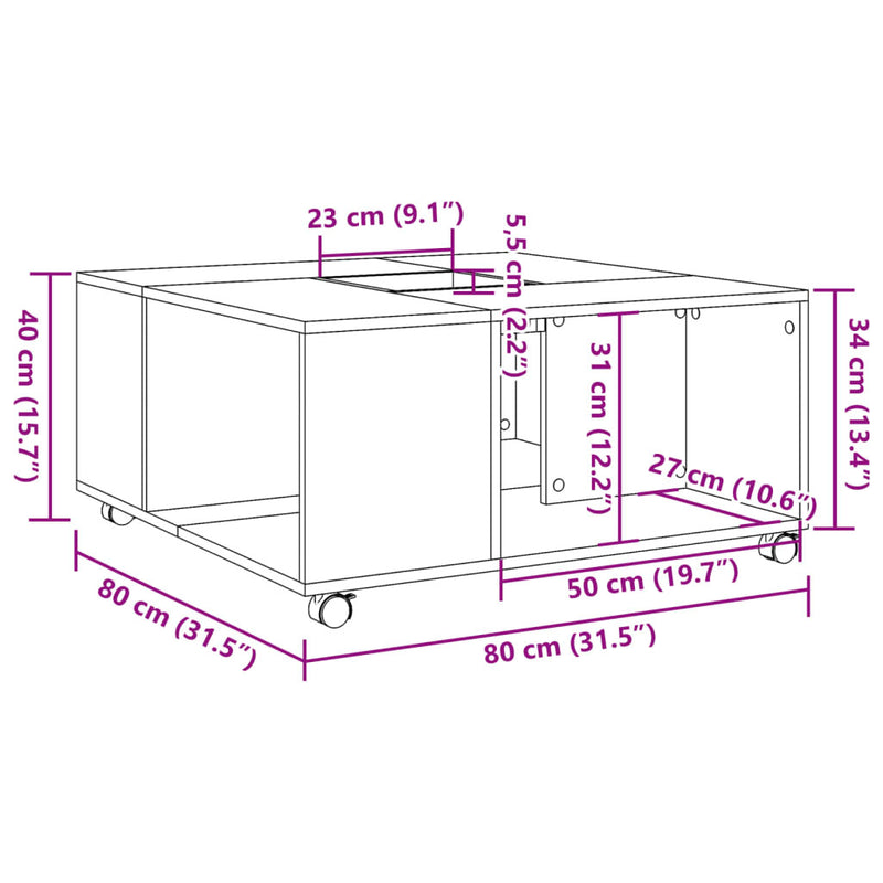 Coffee Table Concrete Grey 80x80x40 cm Engineered Wood