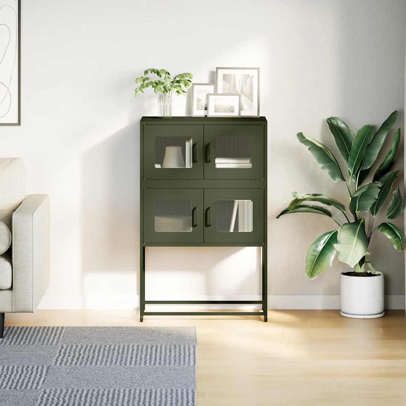 Highboard Olive Green 68x39x107 cm Steel