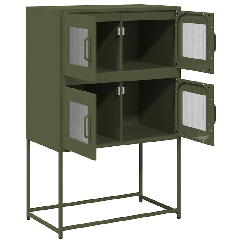 Highboard Olive Green 68x39x107 cm Steel