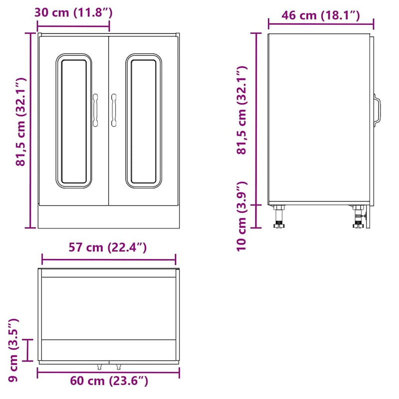 Sink Base Cabinet Kalmar White 60x46x81.5 cm Engineered Wood