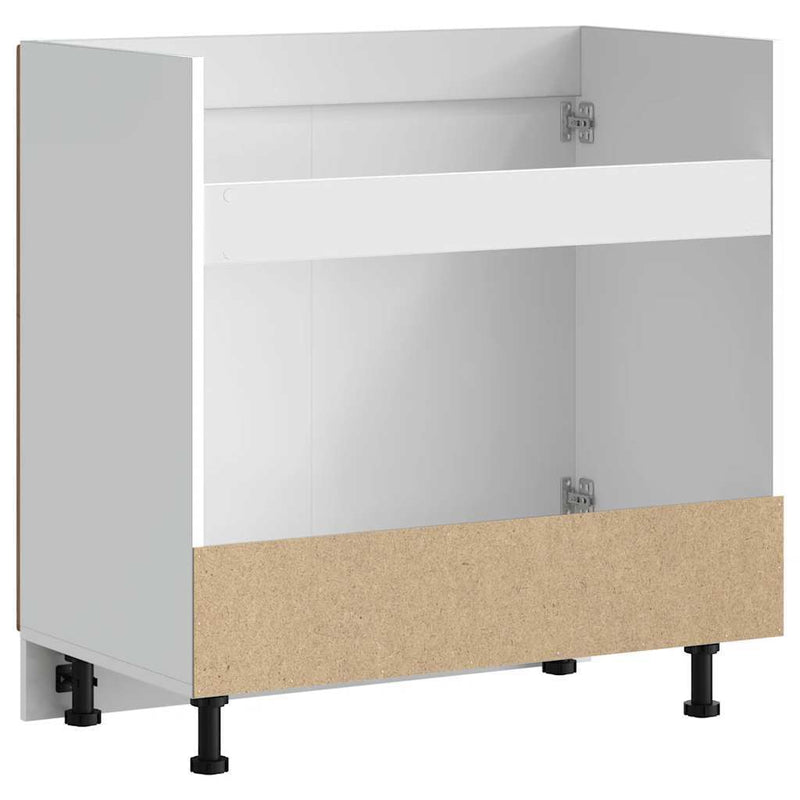 Sink Base Cabinet Kalmar High Gloss White 80x46x81.5 cm Engineered Wood