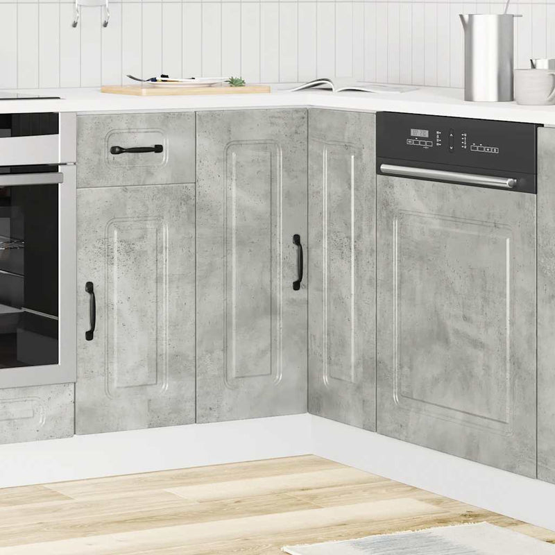 Kitchen Corner Base Cabinet Kalmar Concrete Grey Engineered Wood