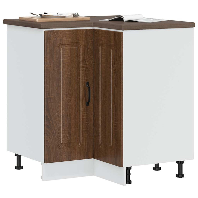 Kitchen Corner Base Cabinet Kalmar Brown Oak Engineered Wood