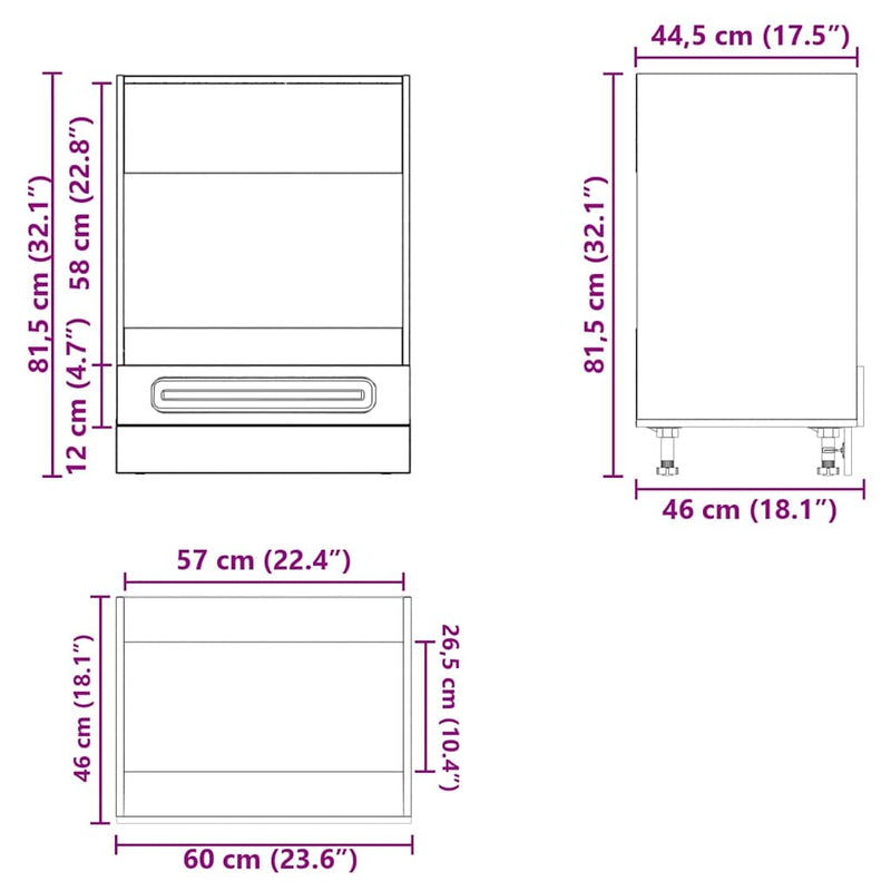 Oven Cabinet Kalmar Concrete Grey Engineered Wood