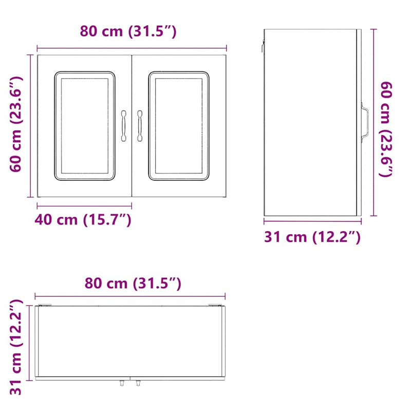 Kitchen Wall Cabinet Kalmar Black Engineered Wood