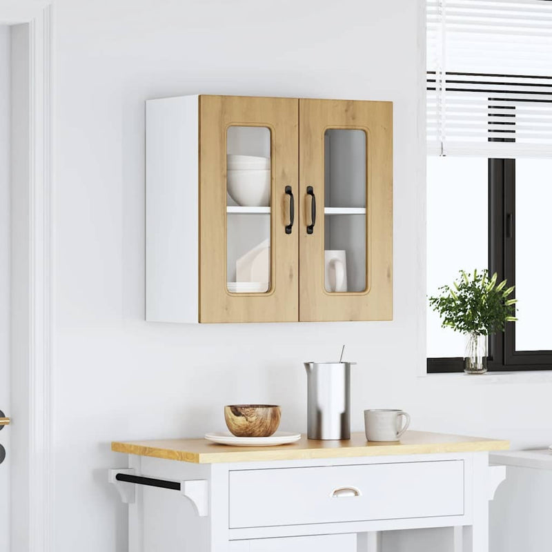 Kitchen Wall Cabinet with Glass Door Kalmar Artisan Oak Engineered Wood