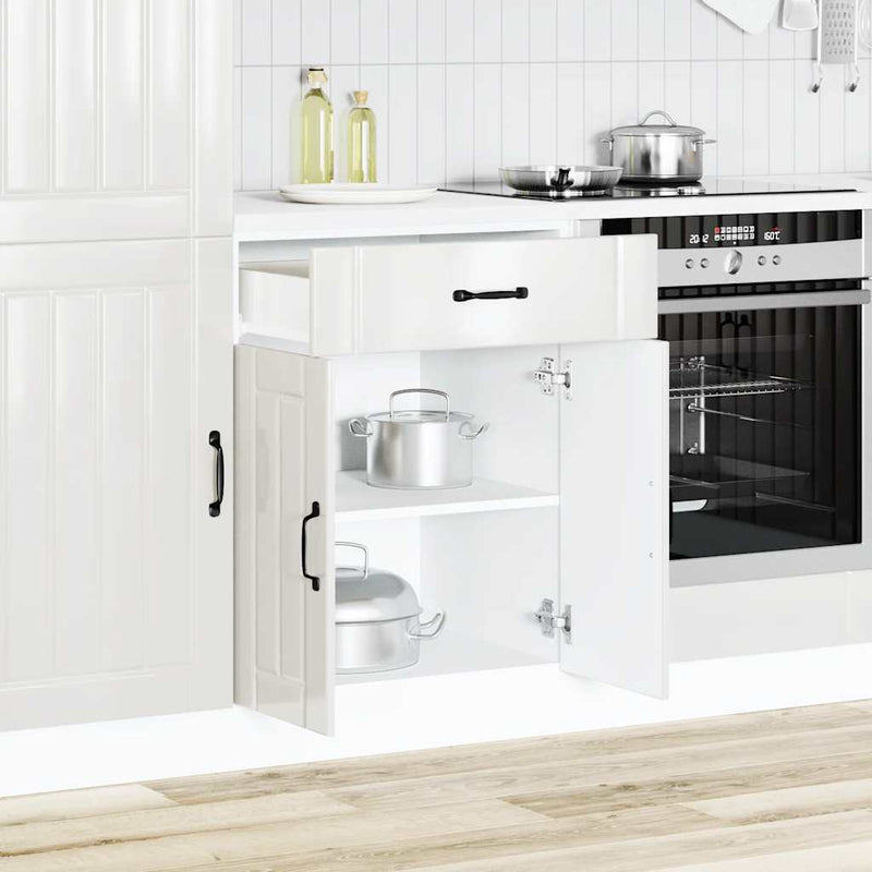 Kitchen Base Cabinet Lucca High Gloss White Engineered Wood