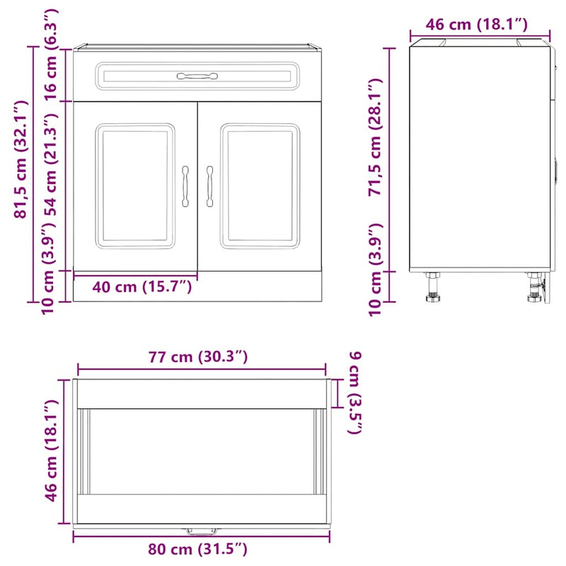 Kitchen Base Cabinet Lucca High Gloss White Engineered Wood