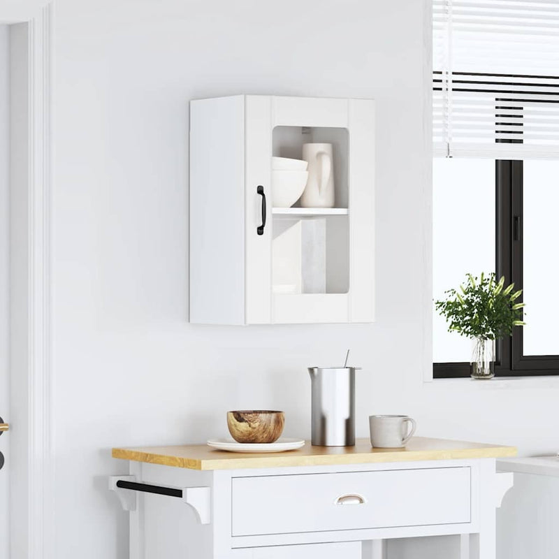 Kitchen Wall Cabinet with Glass Door Lucca White