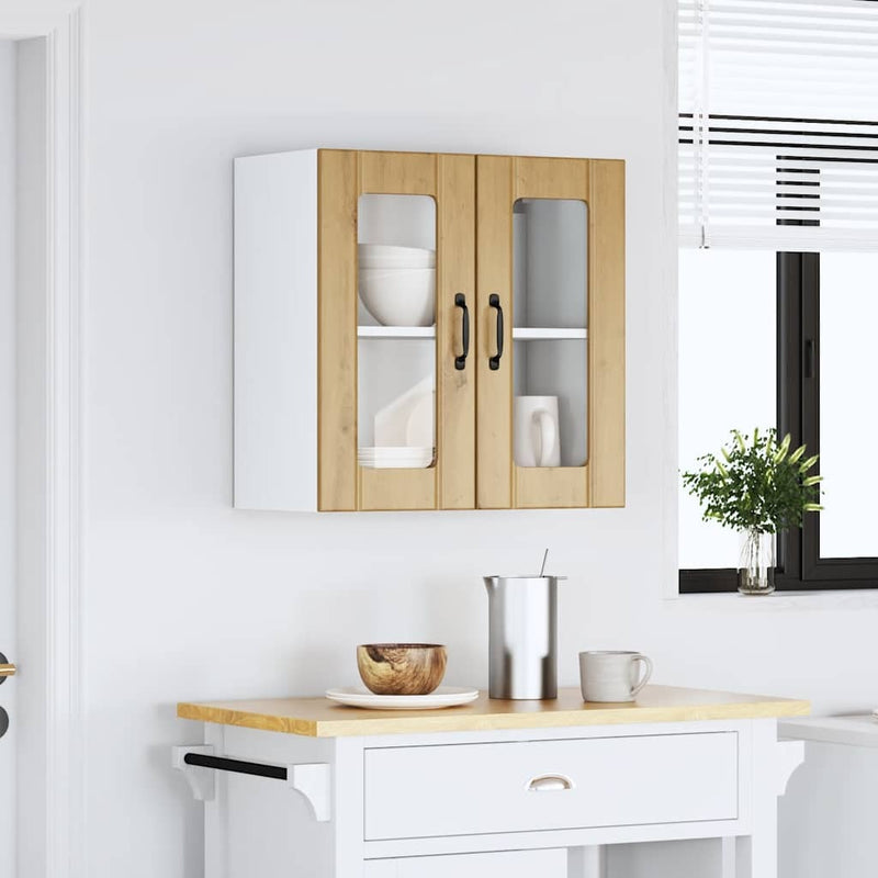 Kitchen Wall Cabinet with Glass Door Lucca Artisan Oak Engineered Wood