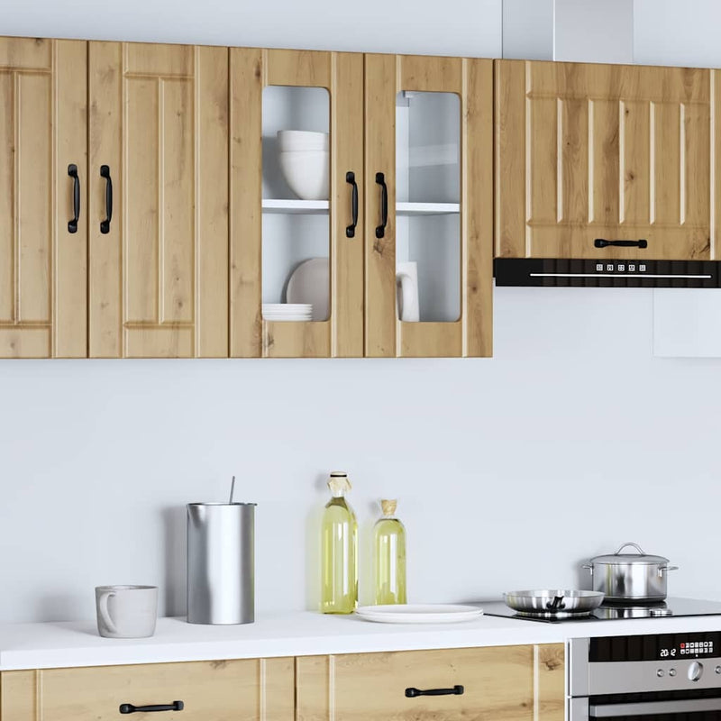 Kitchen Wall Cabinet with Glass Door Lucca Artisan Oak Engineered Wood