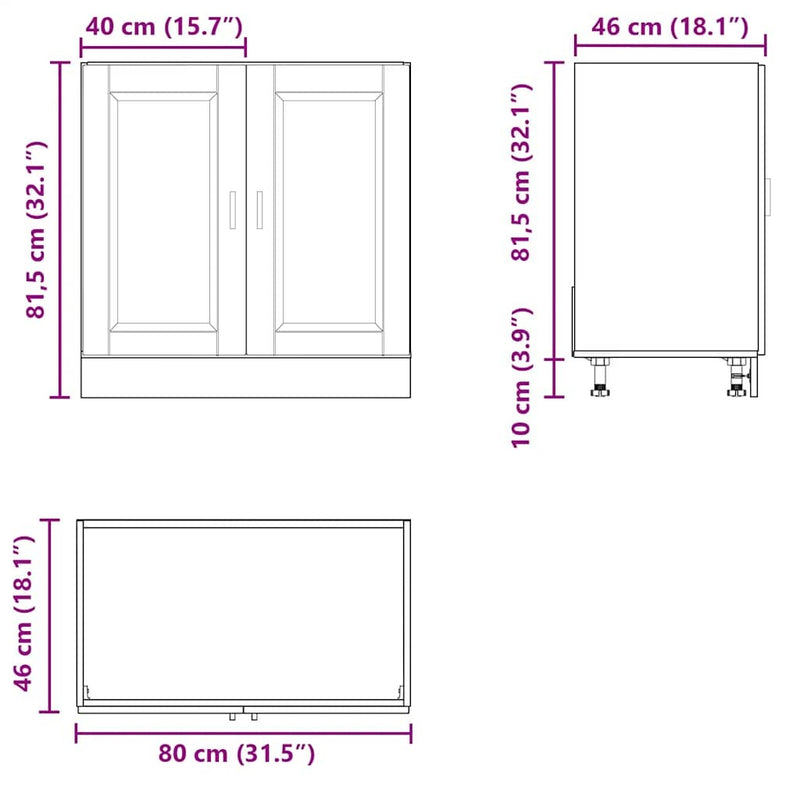 Sink Base Cabinet?"Porto" Sonoma Oak 80x46x81.5 cm?Engineered Wood