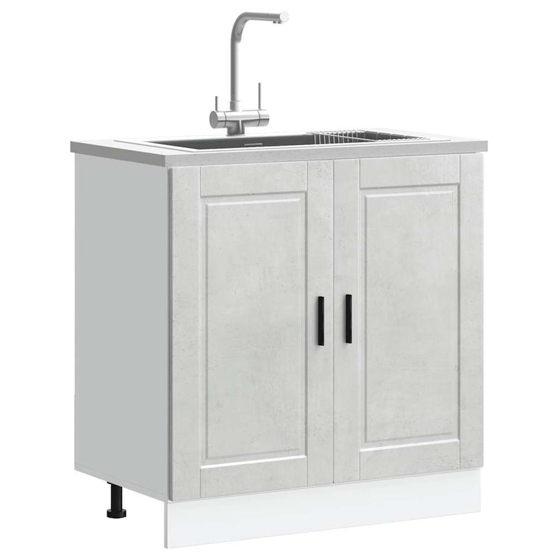 Sink Base Cabinet?"Porto" Concrete Grey 80x46x81.5 cm?Engineered Wood