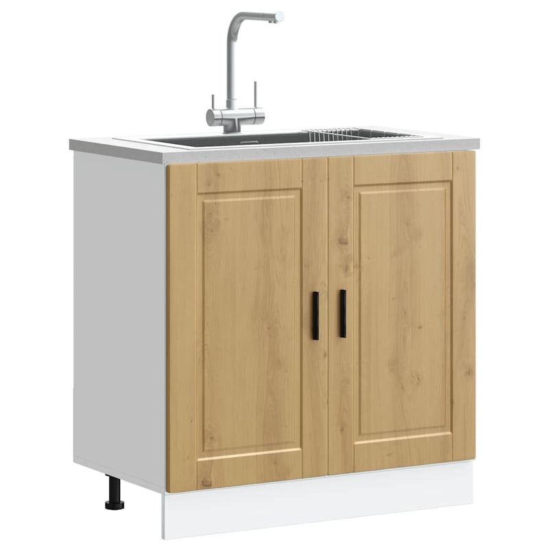 Sink Base Cabinet?"Porto" Artisan Oak 80x46x81.5 cm?Engineered Wood