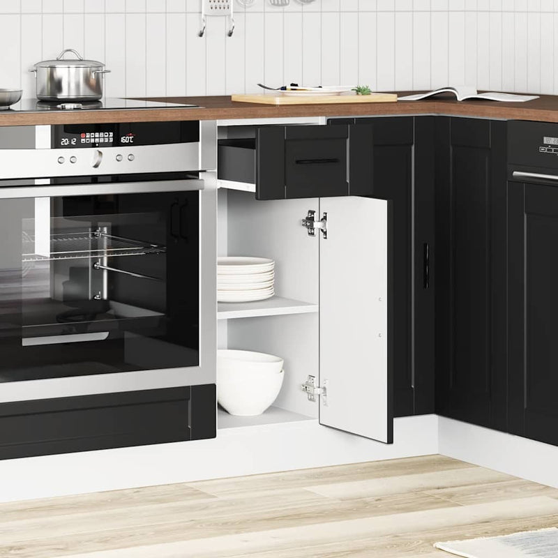 Kitchen Base Cabinet?Porto Black Engineered Wood