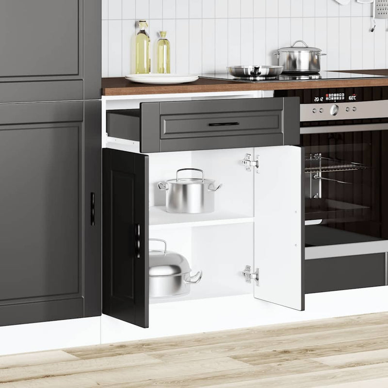 Kitchen Base Cabinet?Porto Black Engineered Wood