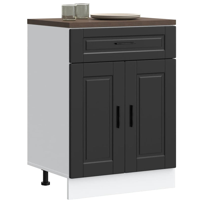 Kitchen Base Cabinet?Porto Black Engineered Wood