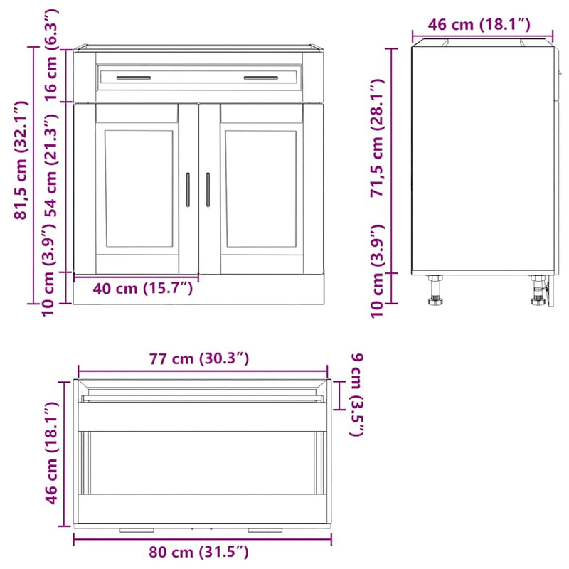 Kitchen Base Cabinet?Porto Sonoma Oak Engineered Wood