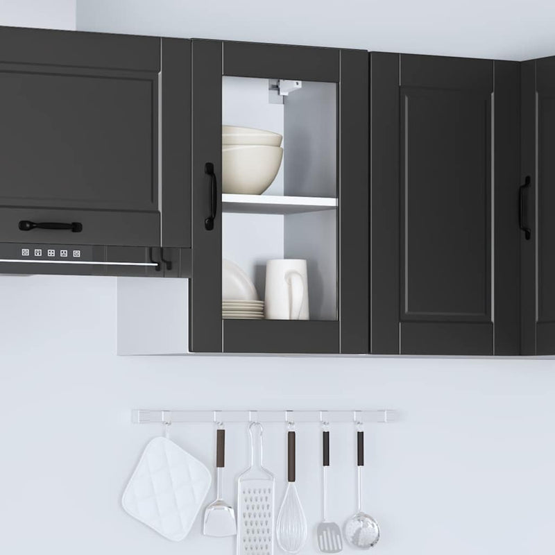 Kitchen Wall Cabinet with Glass Door?Porto Black