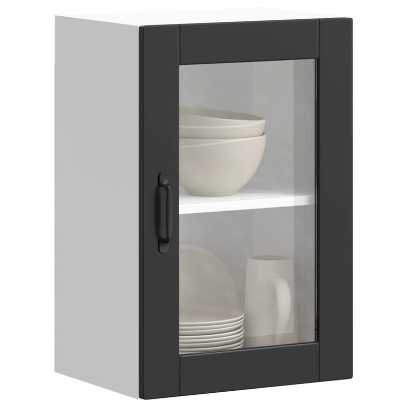 Kitchen Wall Cabinet with Glass Door?Porto Black